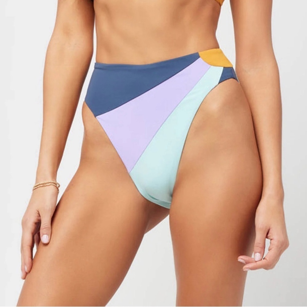 L*Space Colorblock High-Waist Bikini Bottom